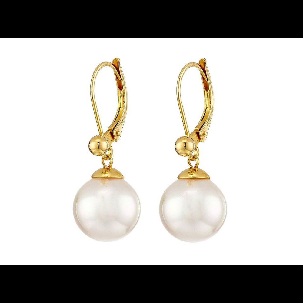 Majorica 14mm Round Drop Pearl Earrings Lever back